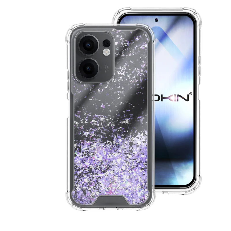 Capa Apokin para Oppo Reno 13F Gel Transparente com Purpurina Lilás - Imagem 5