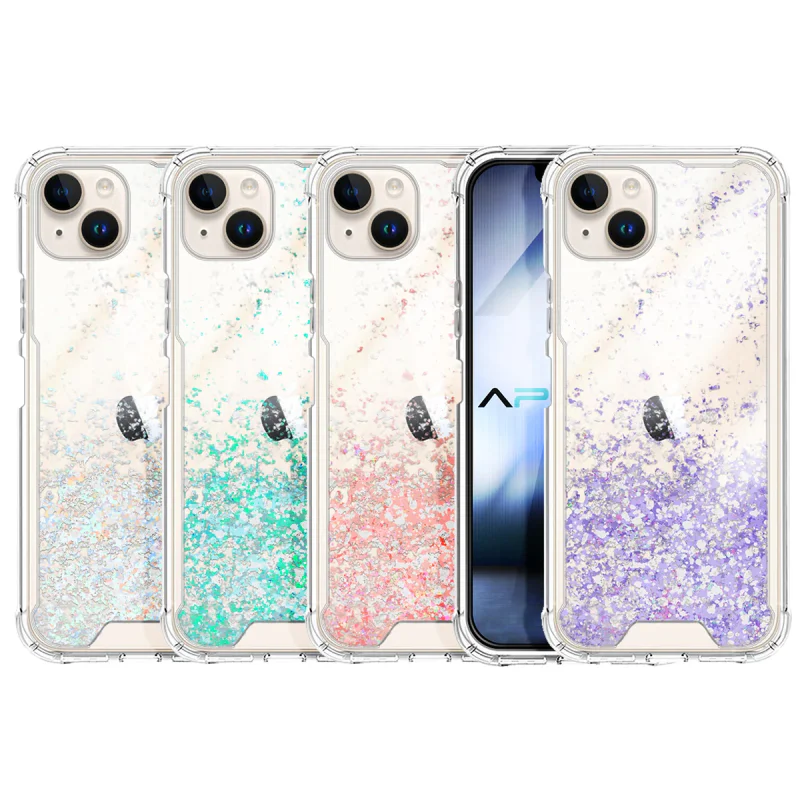 Capa Apokin Gel Transparente com Glitter para iPhone 14 6,1 polegadas Lilás - Imagem 1