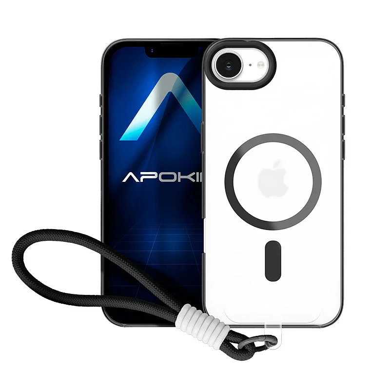 Capa de Silicone Apokin com Correia e MagSafe para iPhone 16e / 17e Rosa - Imagem 6