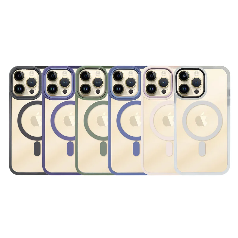 Capa Apokin para iPhone 15 Plus Transparente com Borda Colorida e MagSafe Rosa - Imagem 1