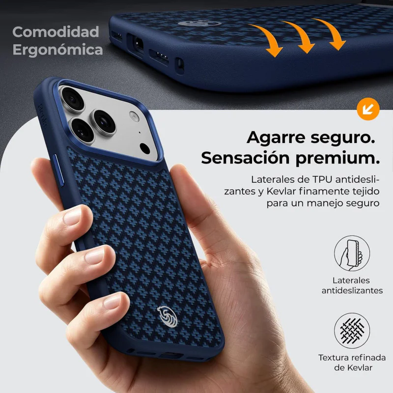 Capa Apokin Benks ArmorGrid Pro Magnética Antiqueda em Kevlar para iPhone 17 Pro Max e 18 Pro Max Azul - Imagem 6