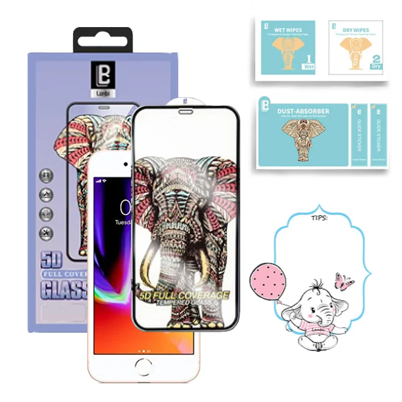 Película Apokin de Vidro Temperado Micro Curvo Completo A+ para iPhone 6 Plus 7 Plus e 8 Plus Preto