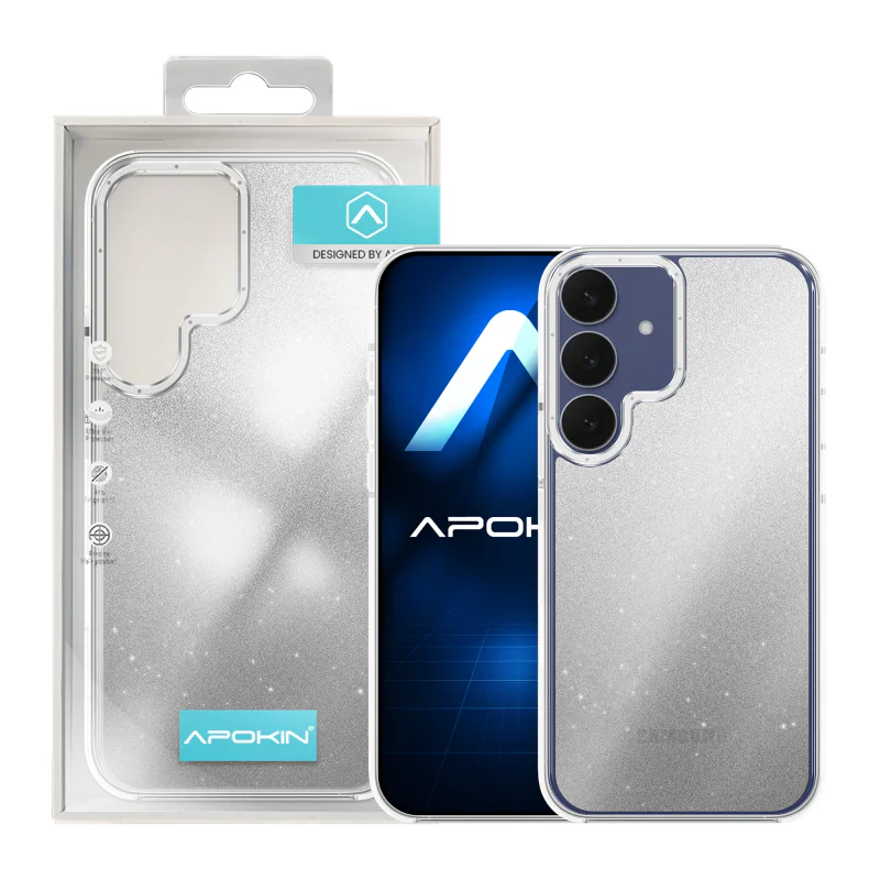 Capa Apokin para Samsung Galaxy S24 Plus e S25 Plus com Glitter Rígida Prata - Imagem 3
