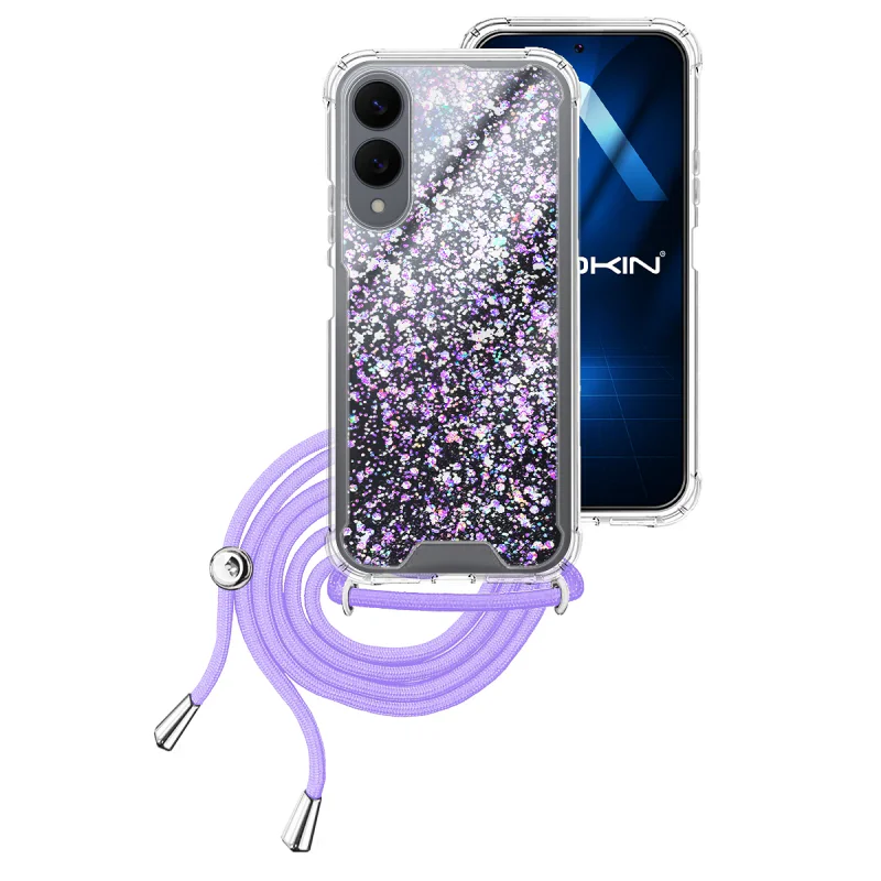 Capa Apokin para Samsung Galaxy S25 Edge Gel Transparente com Cordão Azul Turquesa - Imagem 3