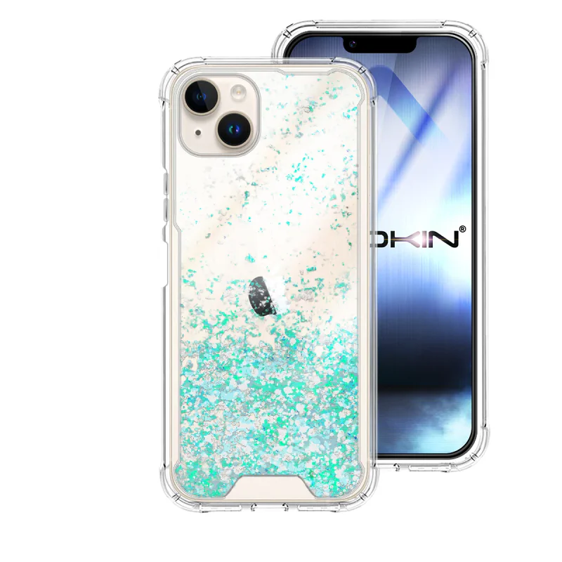 Capa Apokin Gel Transparente com Glitter para iPhone 14 6,1 polegadas Lilás - Imagem 4