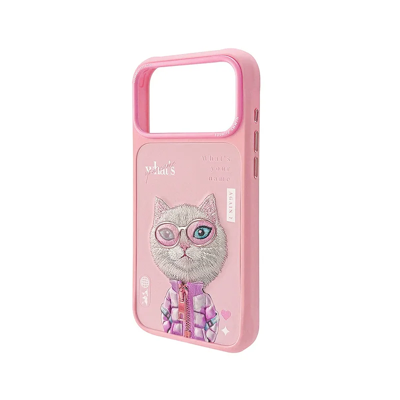 Capa Apokin Nimmy Cool e Cute Bordada Gato para iPhone 17 Gato - Imagem 3