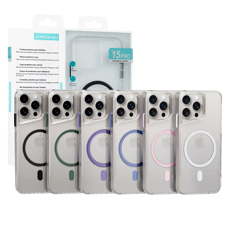 Capa Apokin para Apple iPhone 15 Pro com MagSafe Transparente Branco - Imagem 1