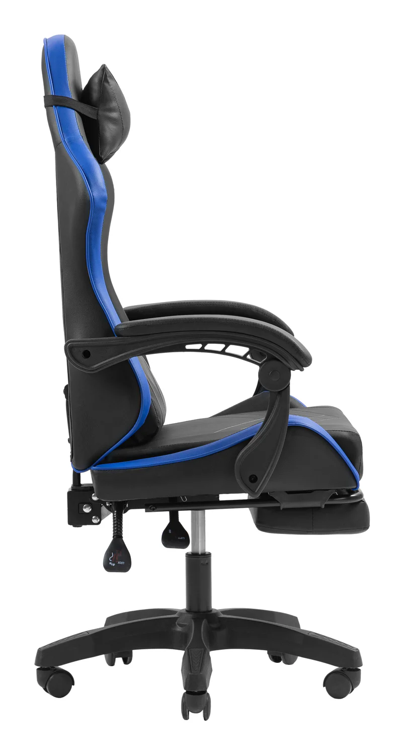 Cadeira Gaming Mars Gaming MGC-X em Pele Sintética com Apoio para Pés Extensível Preta e Azul - Imagem 5