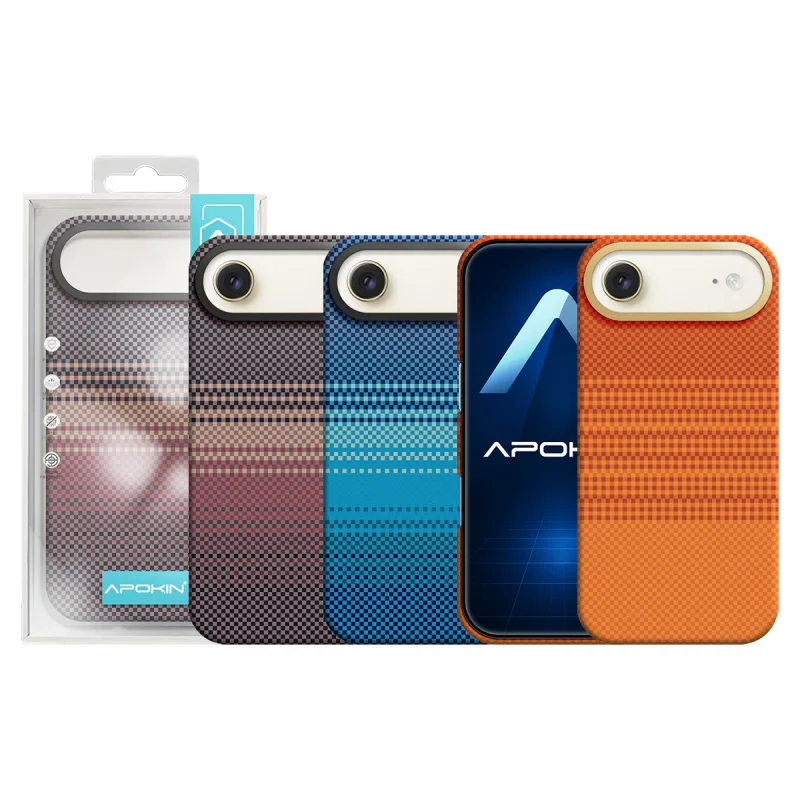 Capa Apokin para iPhone 17 Air Fibra de Kevlar com MagSafe Laranja - Imagem 1