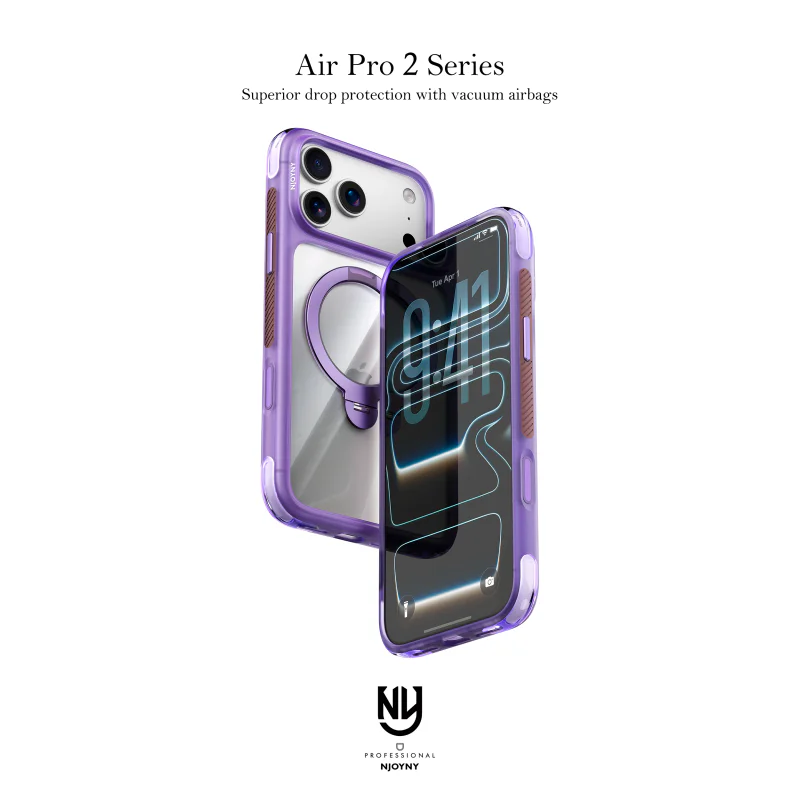 Capa Bumper Apokin NJOYNY Air S5-STAND para iPhone 17 Pro e iPhone 18 Pro com Suporte Rosa - Imagem 3