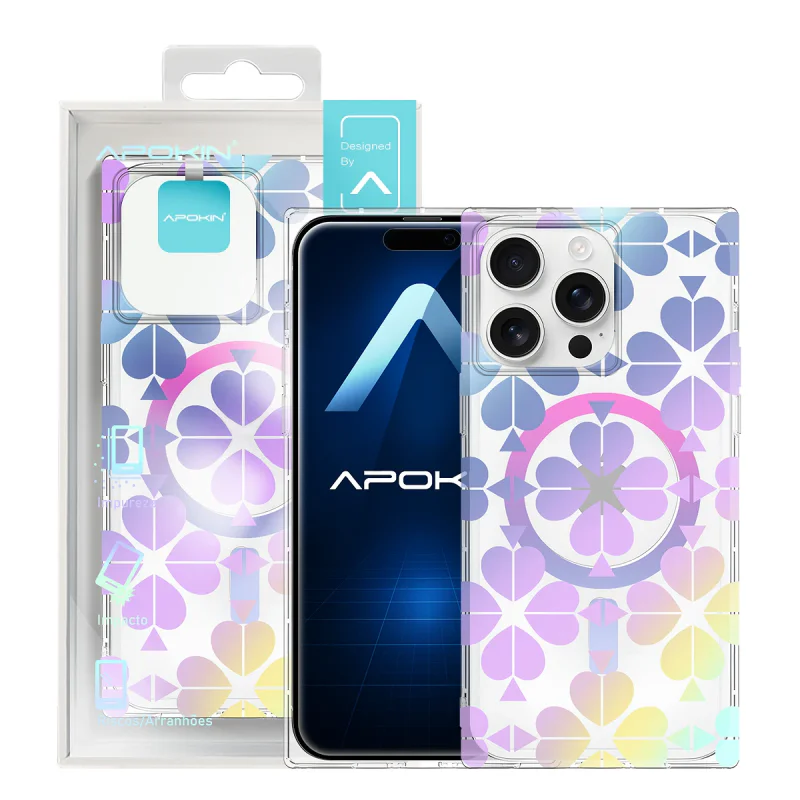 Capa Apokin para iPhone 15 Pro Max Metalizada com Desenhos MagSafe Variedade de cores - Imagem 3