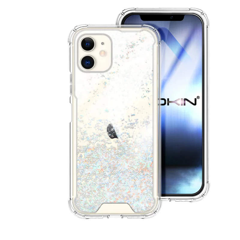 Capa Apokin para iPhone 11 Gel Transparente com Glitter Azul Turquesa - Imagem 5