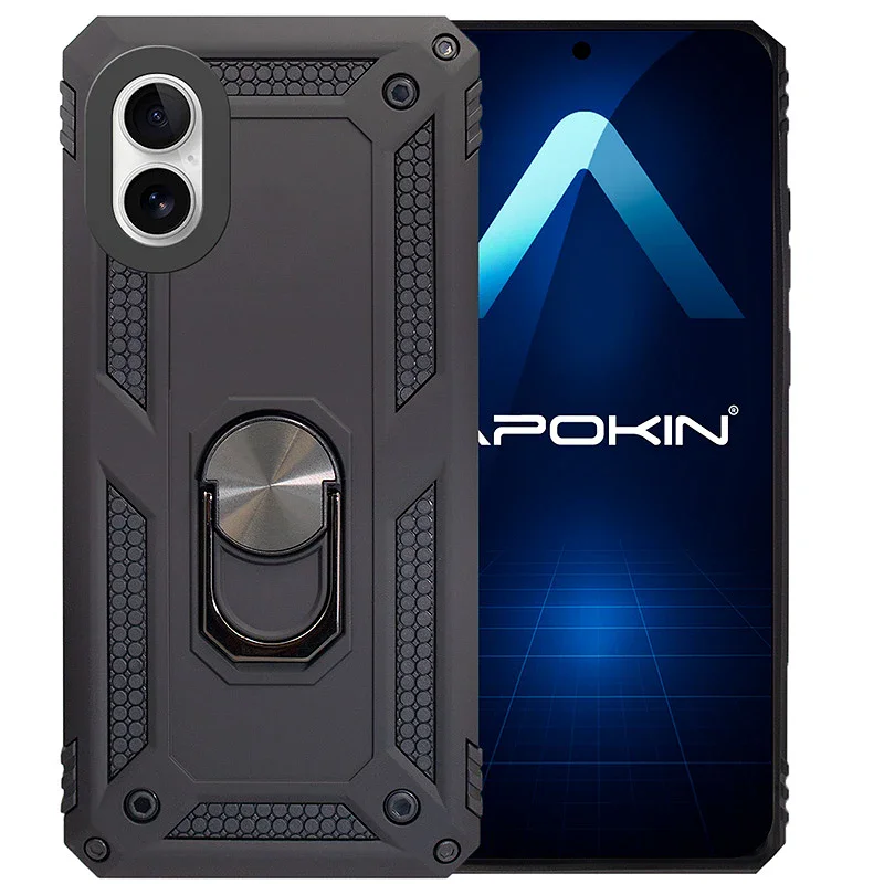 Capa Apokin para iPhone 16 Plus em Alumínio Antigo com Suporte Magnético e Anel 360