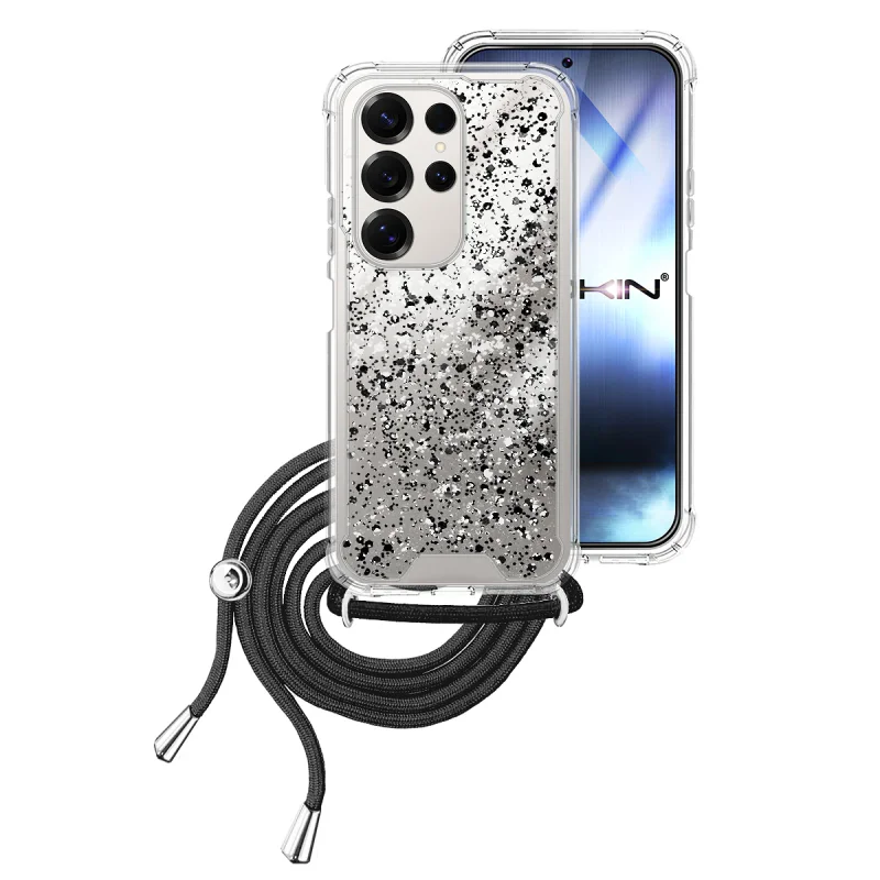 Capa Apokin para Samsung Galaxy S25 Ultra Gel Transparente com Cordão Azul turquesa - Imagem 5