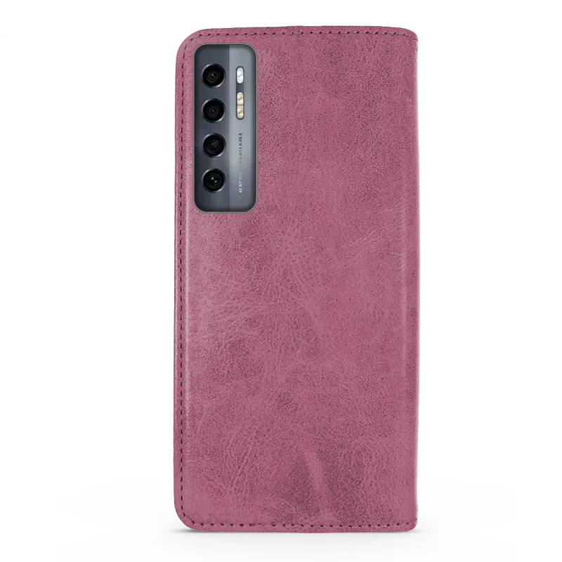 Capa Apokin para TCL 20 Pro 5G em Pele Sintética com Ranhura para Cartões Rosa - Imagem 2