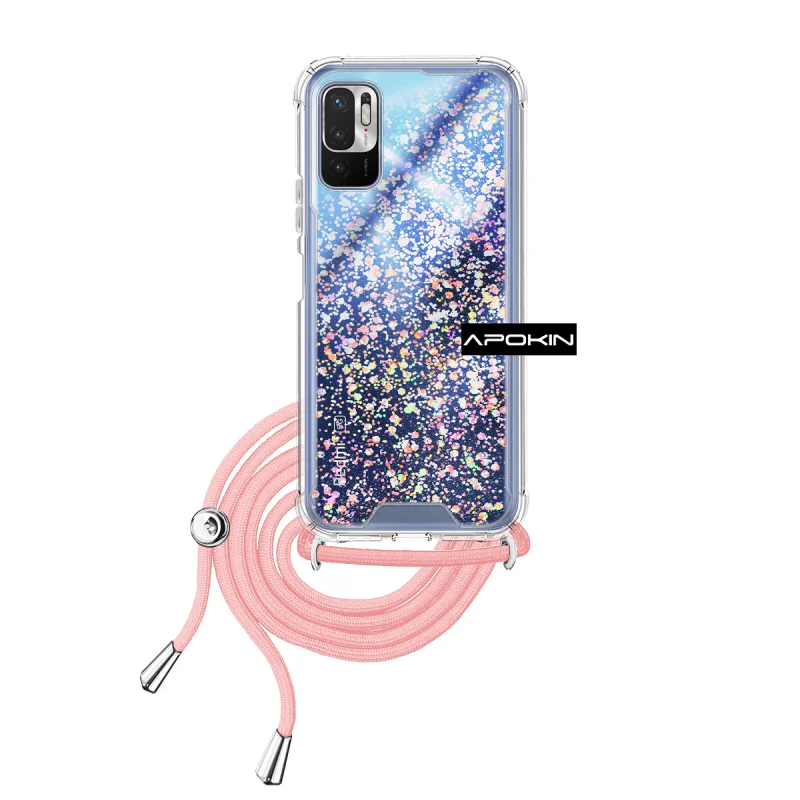 Capa em Gel Apokin Transparente com Cordão para Xiaomi Redmi Note 10 5G Rosa - Imagem 3