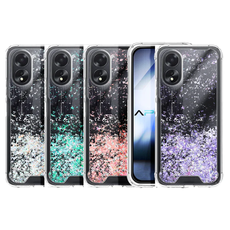 Capa Gel Apokin para Oppo A18 e A38 Transparente com Purpurinas Variedade de cores