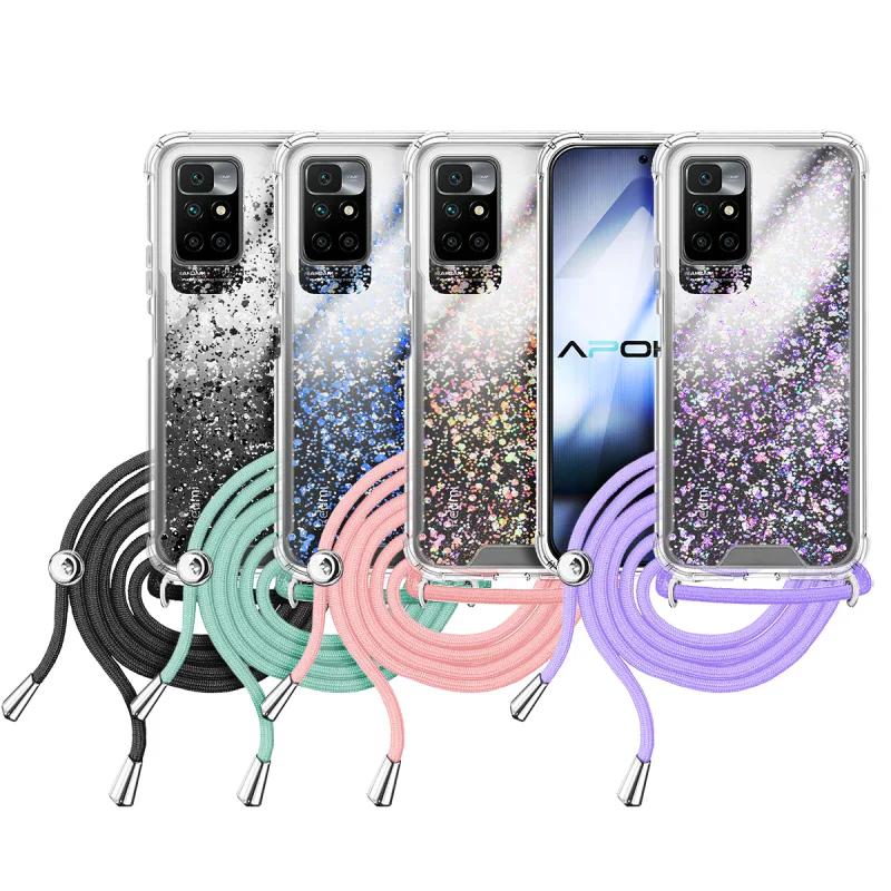 Capa Apokin para Xiaomi Redmi 10 Gel Transparente com Cordão Rosa