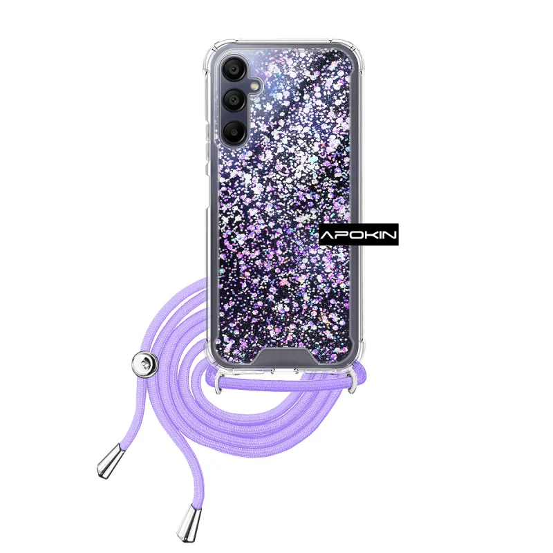 Capa de Gel Apokin para Samsung Galaxy A15 Transparente com Cordão Preto - Imagem 2