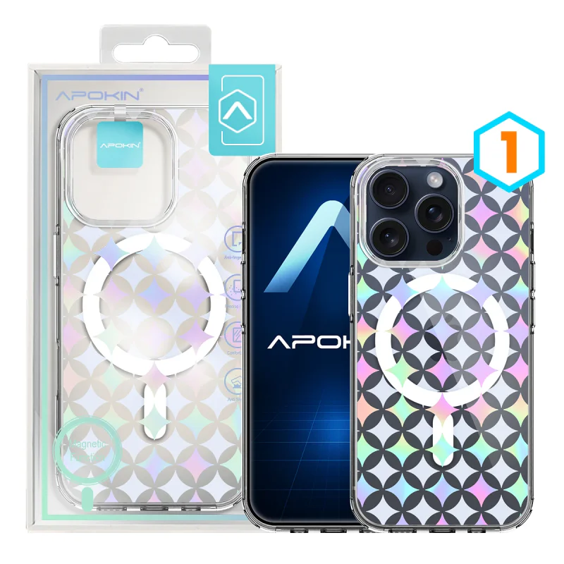 Capa Apokin Metálica Iridescente com MagSafe e Padrão para iPhone 15 Pro Max Cor 3 - Imagem 2