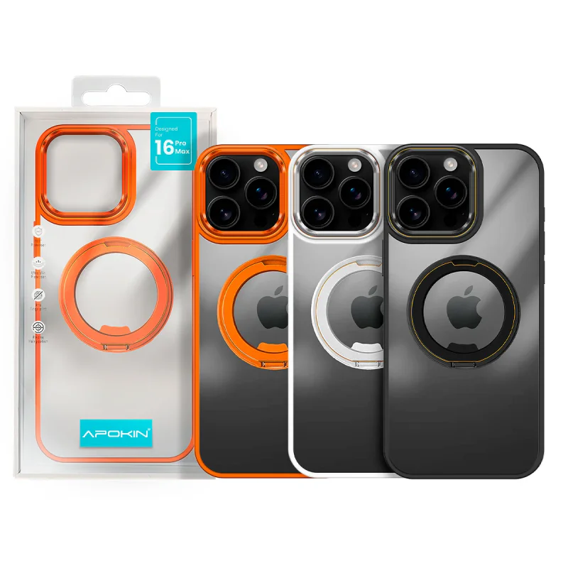 Capa Apokin para iPhone 16 Pro com Suporte Giratório Fumada Variedade de cores