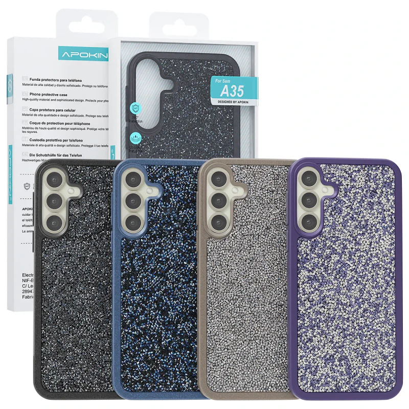 Capa de Silicone Apokin para Samsung Galaxy A35 5G com Cristais Variedade de cores