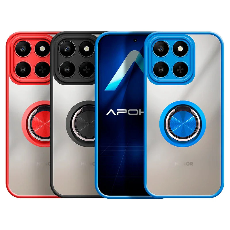 Capa Apokin para Honor 400 Smart em Gel Fumado com Íman e Suporte Preto