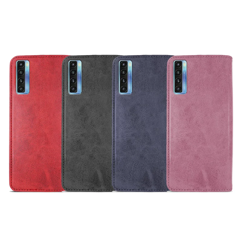Capa com Porta-cartões Apokin para TCL 20L Plus em Pele Sintética Preto