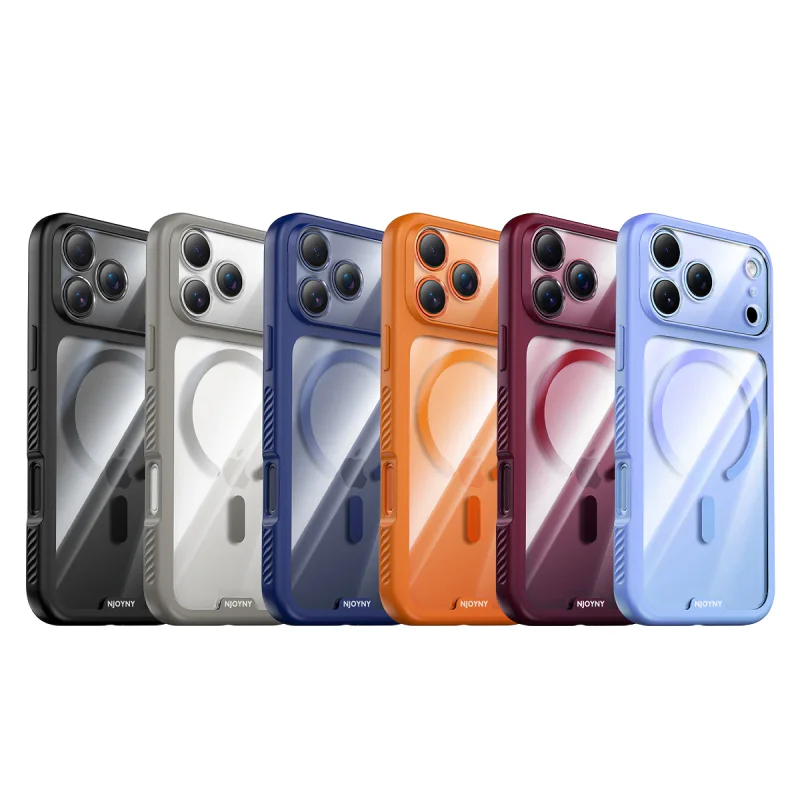Capa Apokin NJOYNY Crystal Armor E1-MAG para iPhone 17 Pro e iPhone 18 Pro Azul - Imagem 1