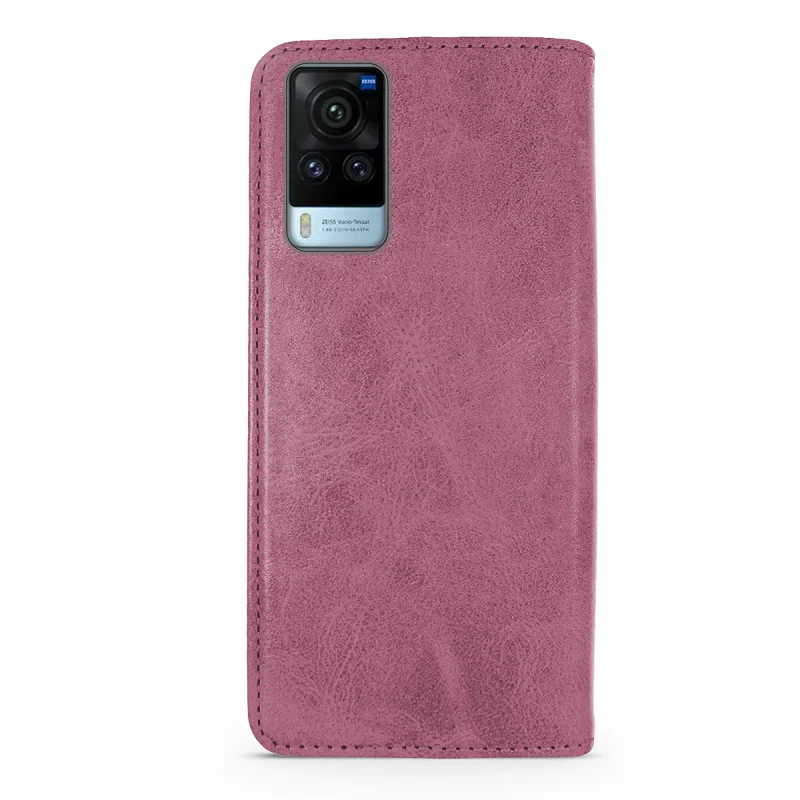 Capa Apokin para Vivo X60 Pro com Porta-cartões em Pele Sintética Vermelho - Imagem 2