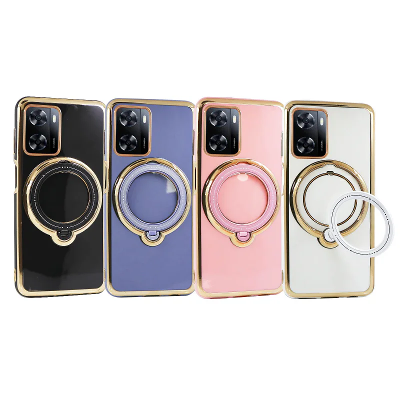 Capa Apokin para Oppo A57 / A57s / A77 Silicone com Suporte Dobrável Cromado Azul - Imagem 1