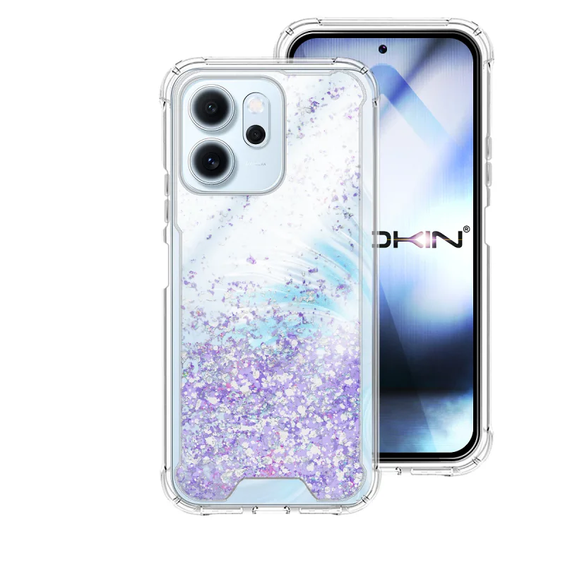 Capa de Gel Transparente Apokin com Purpurina para Oppo Reno 14F Azul Turquesa - Imagem 5