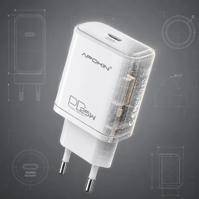 Carregador Rápido Apokin USB Tipo-C PD 25 W 3 A - Imagem 3