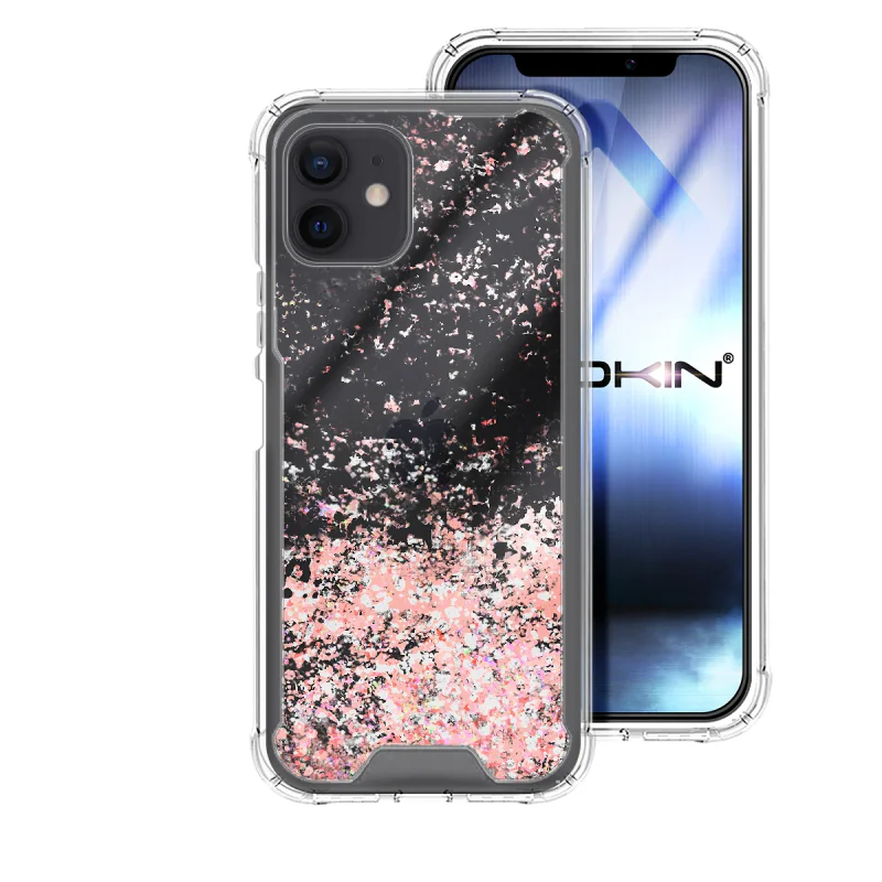Capa de Gel Apokin para iPhone 12 e 12 Pro Transparente com Glitter Lilás - Imagem 3
