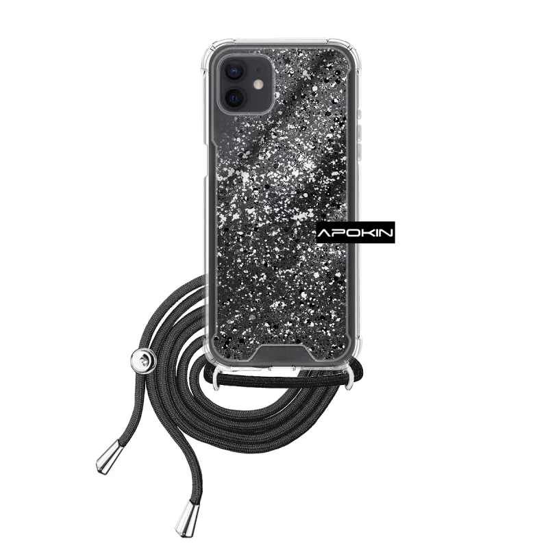 Capa Apokin Gel Transparente com Cordão para iPhone 12 e 12 Pro Preto - Imagem 5