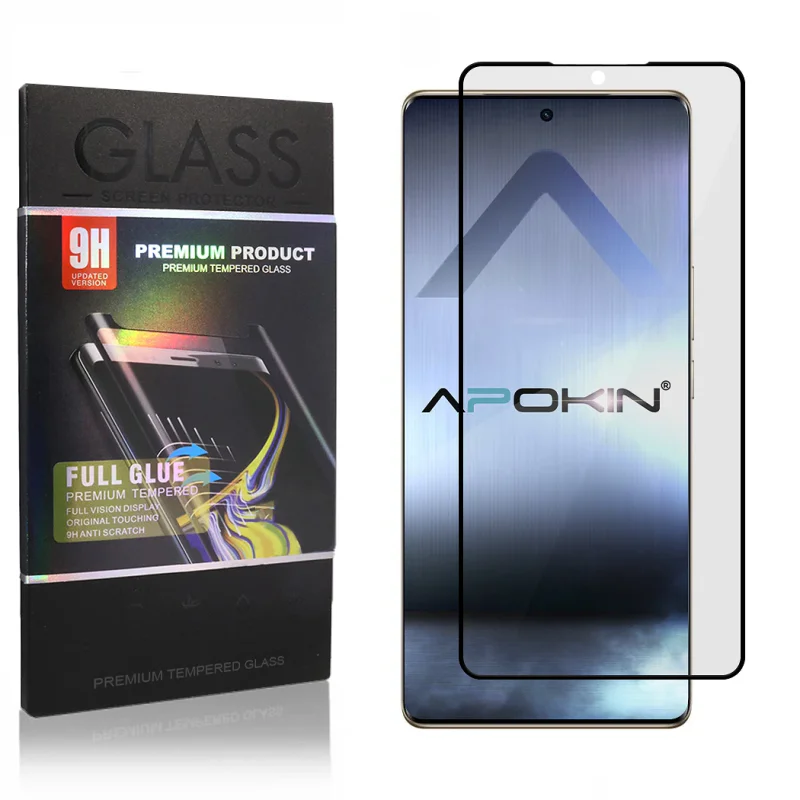 Película de Vidro Temperado Apokin para Vivo V29 Curvo Full Glue Transparente