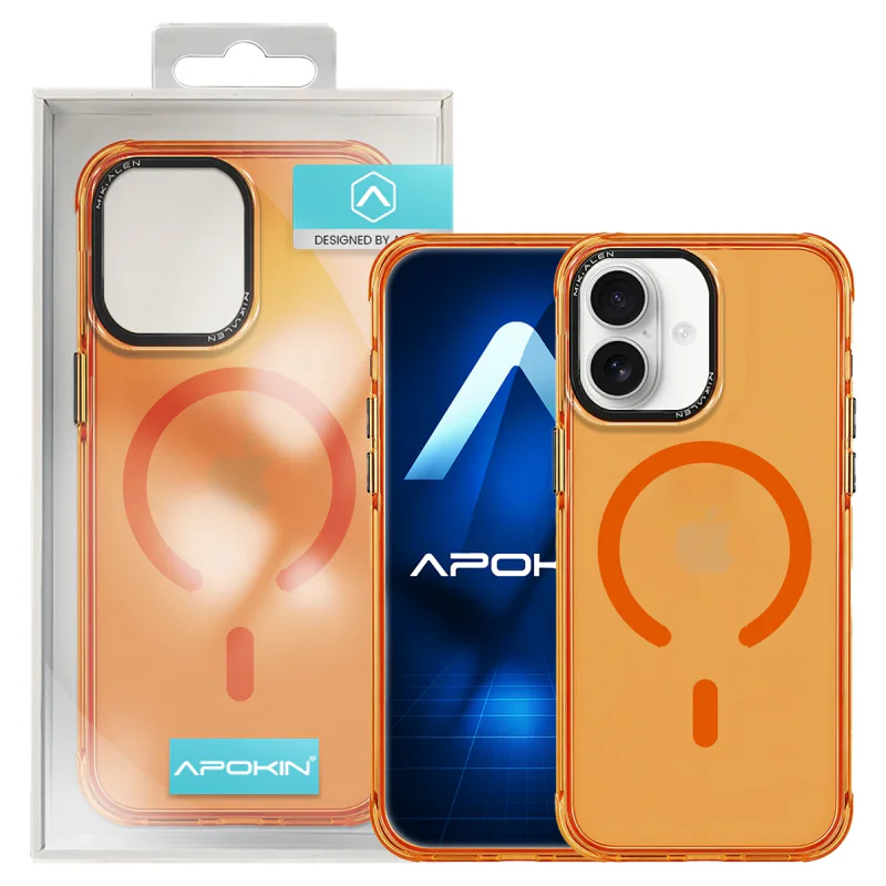 Capa Fluorescente MagSafe Apokin para iPhone 16 em Várias Cores Laranja - Imagem 2