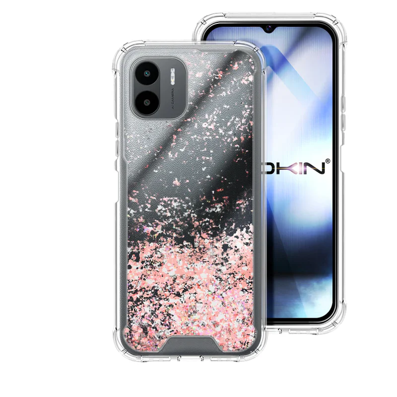 Capa de Gel Apokin Xiaomi Redmi A1 Transparente com Purpurina Azul turquesa - Imagem 3