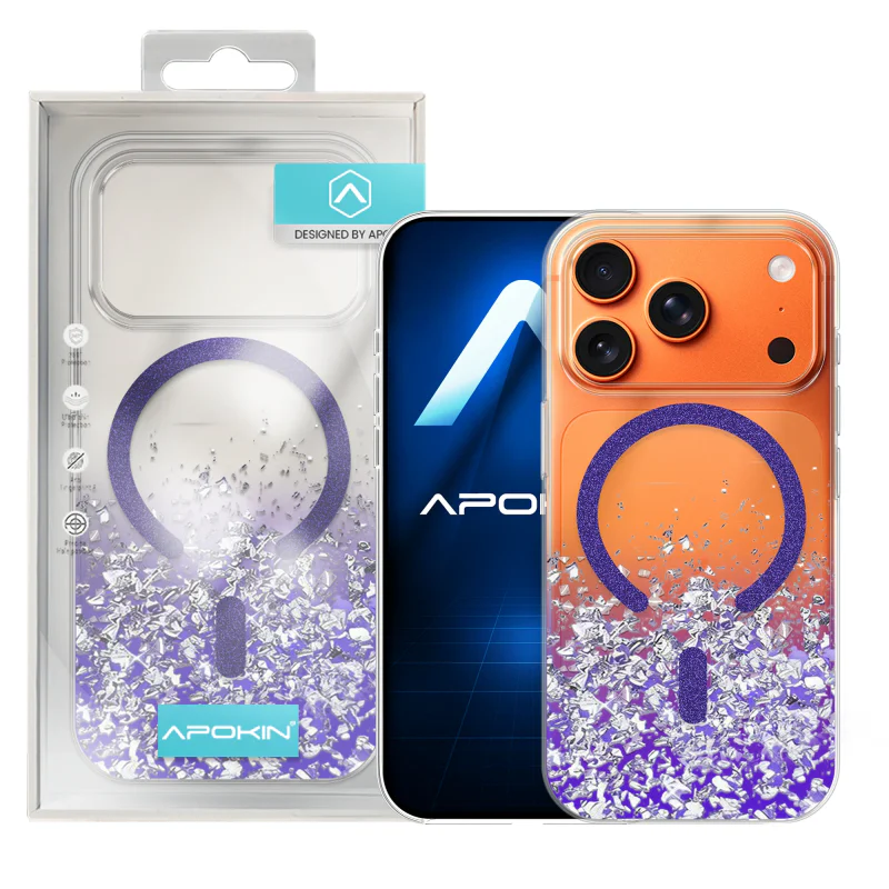 Capa Apokin para iPhone 17 Pro e 18 Pro com Purpurina e MagSafe Laranja - Imagem 4