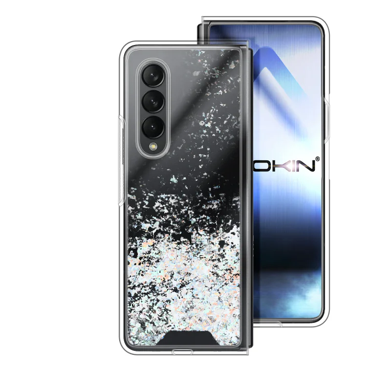Capa Apokin Samsung Galaxy Z Fold 3 Gel Transparente com Purpurina Azul - Imagem 5