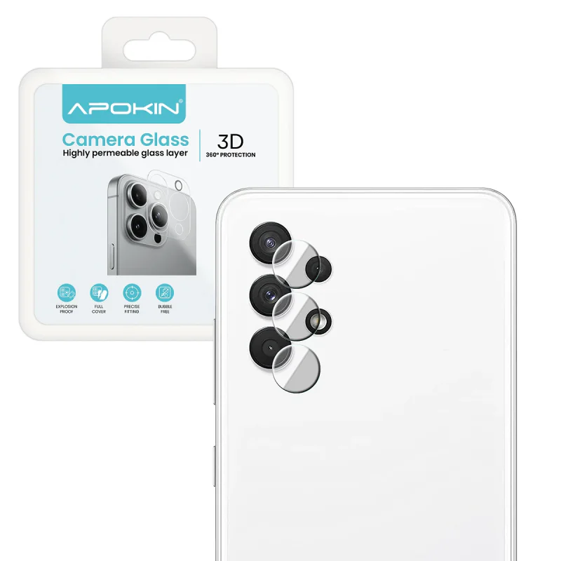 Protetor de Câmara Traseira Apokin para Samsung Galaxy A32 4G em Vidro Temperado Transparente