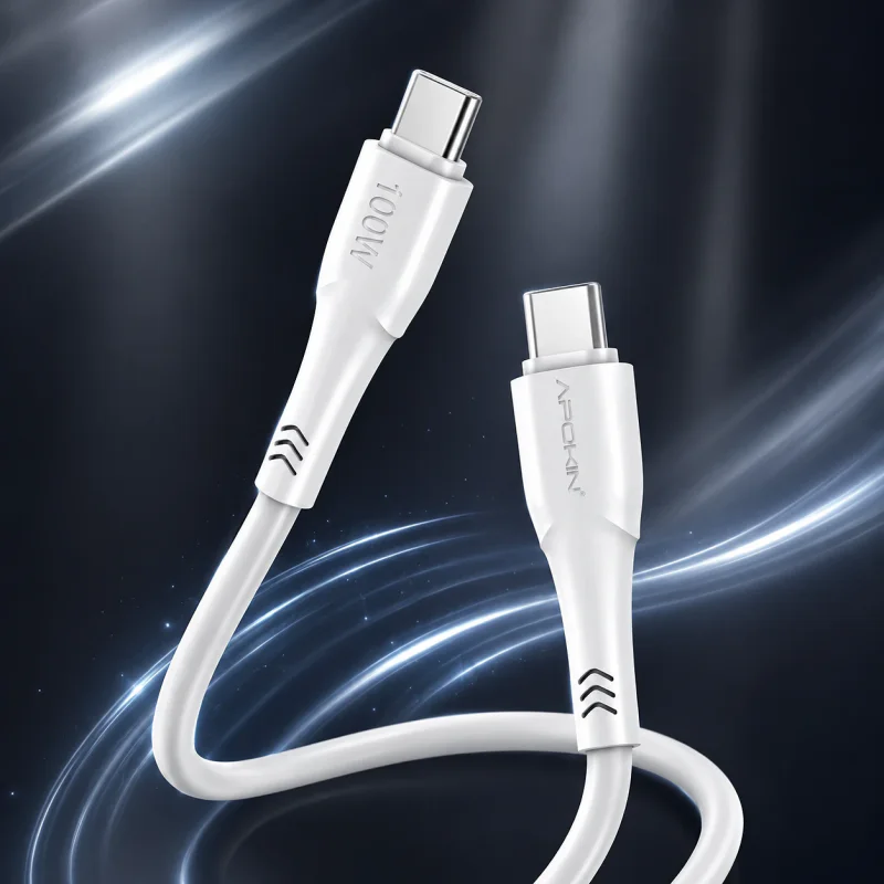 Cabo USB-C para USB-C Apokin 100 W 2 m Branco - Imagem 2