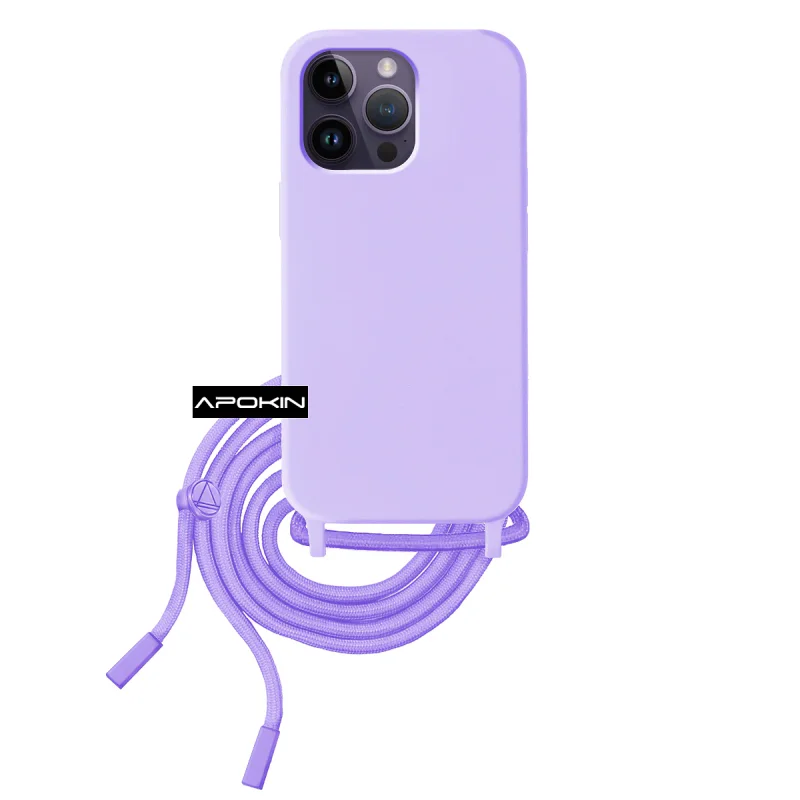 Capa Macia Apokin para iPhone 14 Pro Max com Cordão Rosa - Imagem 4