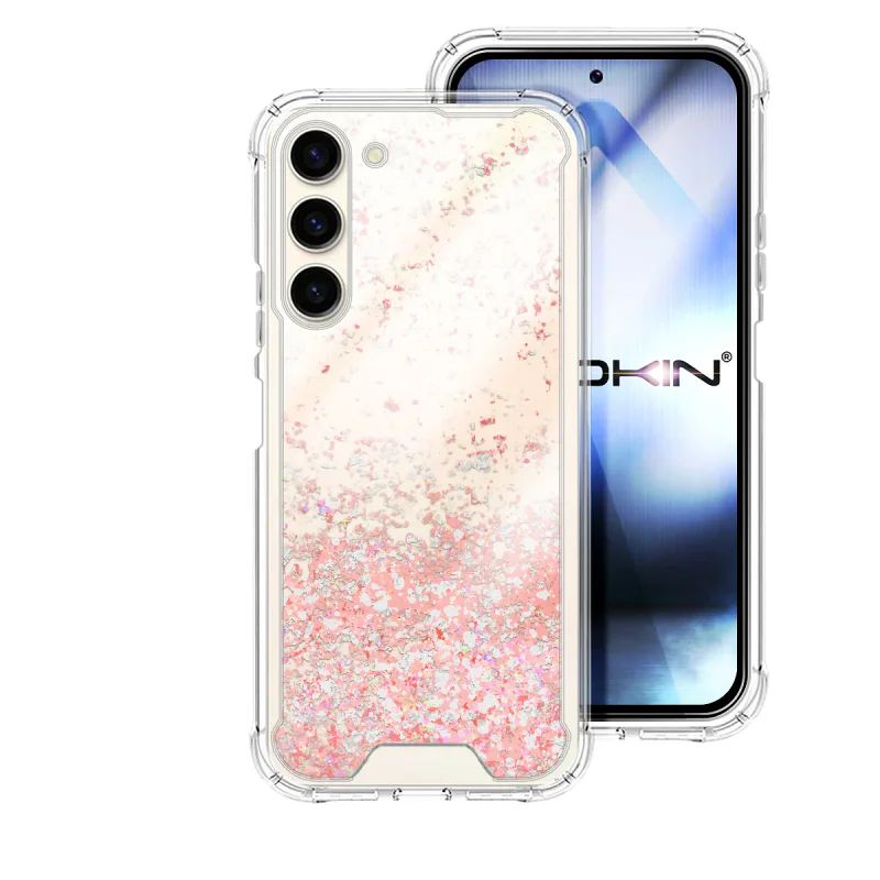 Capa Apokin Gel Transparente com Purpurina para Samsung Galaxy S23 Rosa - Imagem 3