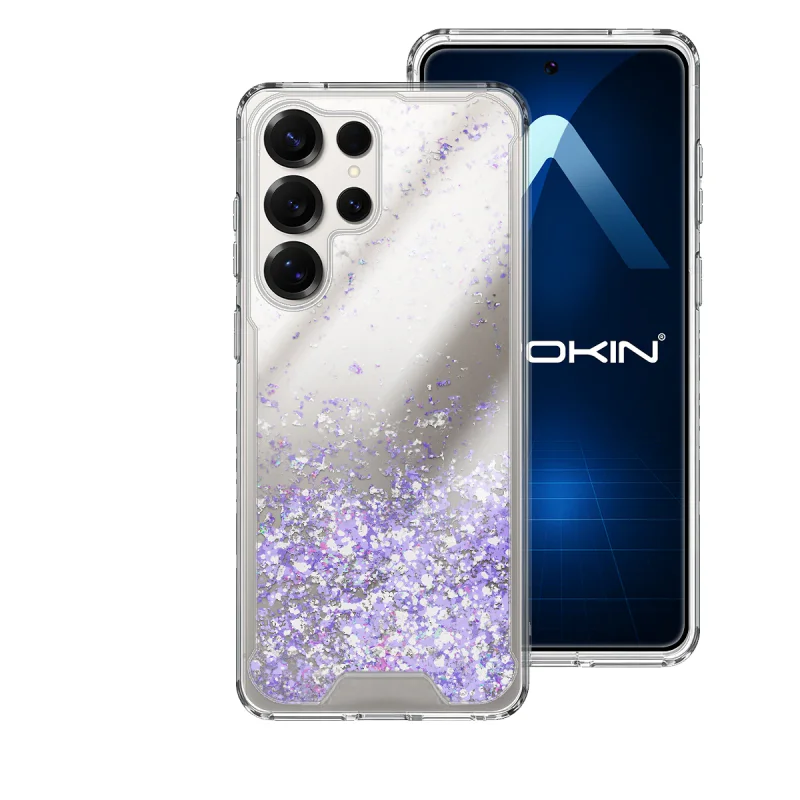 Capa de Gel Apokin para Samsung Galaxy S25 Ultra Transparente com Purpurinas Turquesa - Imagem 5