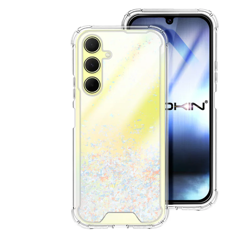 Capa de Gel Apokin Transparente com Purpurina para Samsung Galaxy A25 Rosa - Imagem 5