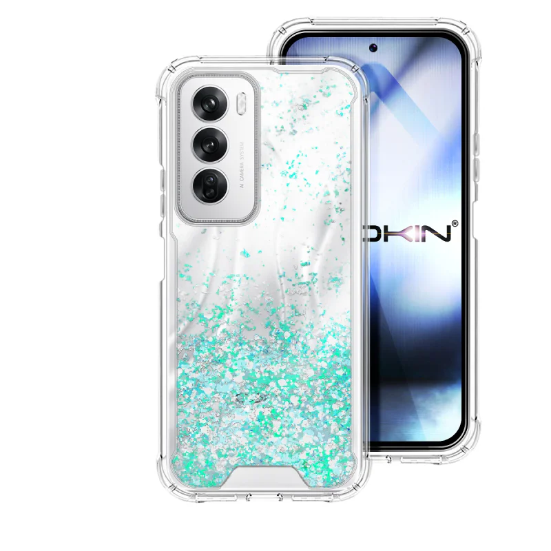 Capa Gel Apokin para Oppo Reno 12 Transparente com Glitter Rosa - Imagem 4