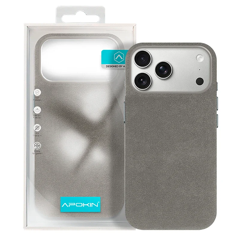 Capa Apokin Efeito Pele Alcantara para iPhone 17 Pro Max / 18 Pro Max Preto - Imagem 4