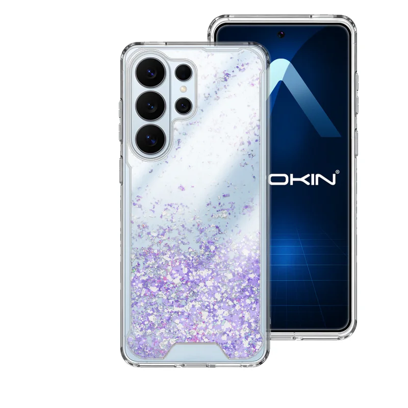 Capa Apokin para Samsung Galaxy S26 Ultra Gel Transparente com Purpurina Rosa - Imagem 5