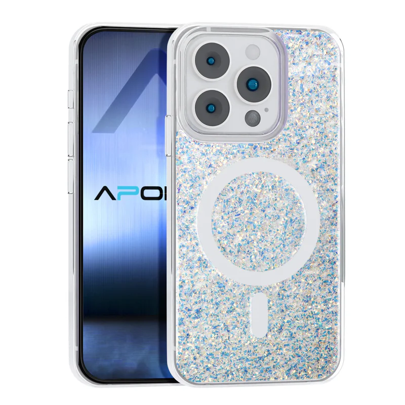 Capa Acrílica Apokin para iPhone 14 Pro com Purpurina e MagSafe 1 - Imagem 3